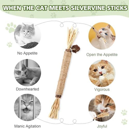 WOUSEDO 8 Pack Catnip Chew Toys for Cats, Cotton Sisal Rope Toys