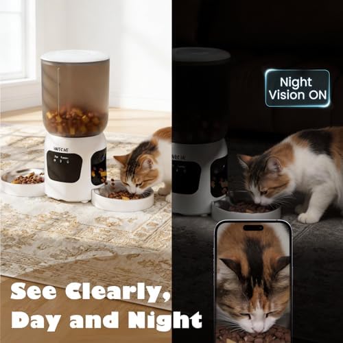 Automatic Cat Feeder for 2 Cats Dual Camera Smart Pet Food Dispenser