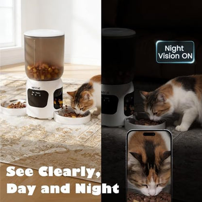 Automatic Cat Feeder for 2 Cats Dual Camera Smart Pet Food Dispenser