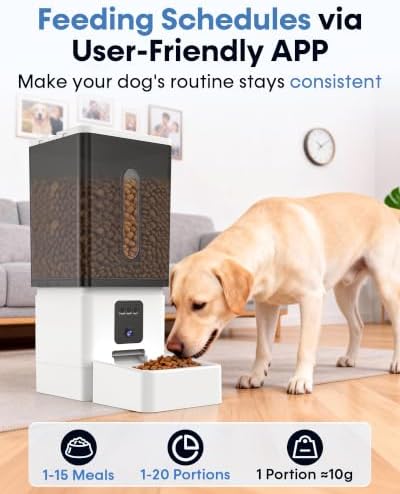 Large Dog Automatic Feeder: 12L/50 Cups Food Capacity, HD 1080P Camera