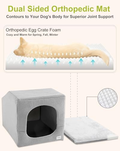 Hovicaed Indoor Dog House Extra Large Sized Dog Tent with Cave Bed 42x30ins