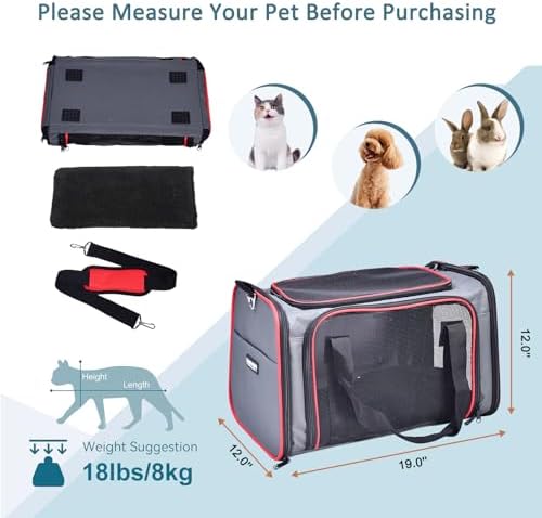 Soft-Sided Kennel Pet Carrier, Airline Approved Travel Handbag