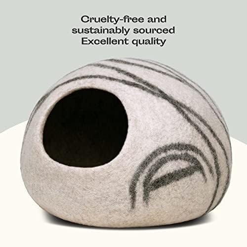 MEOWFIA Cat Cave - Merino Wool Bed for Indoor Cats (Light Gray, Medium)