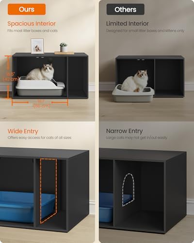Feandrea Cat Litter Box Enclosure, Double Doors, 31.5 x 19.7 x 17.7 Inches
