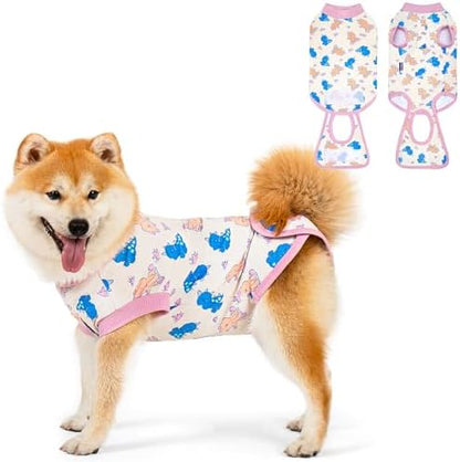 cyeollo Recovery Suit for Dogs Cats Surgery Suit Female Spay Soft Breathable Pet Onesie Bodysuit Male Dog Neuter, Small Dogs Surgical Recovery Shirt, Dinosaur, S