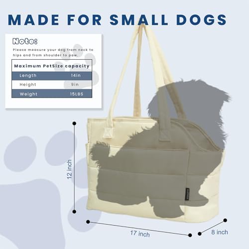 Lightweight Puffy Dog Purse Carrier for Small Dogs, Beige
