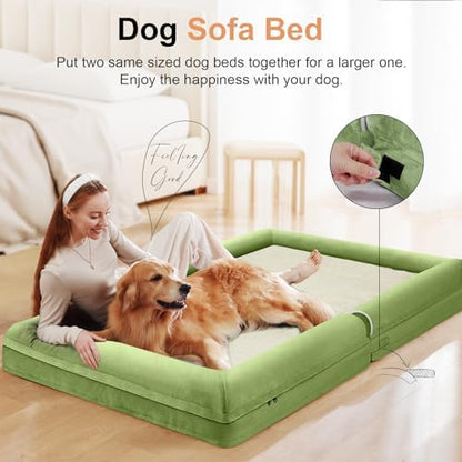 NANUYA Orthopedic Dog Bed for Large Dogs, 36 x 27 Inch, Grass Green