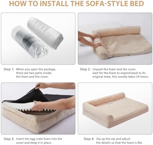 BFPETHOME Orthopedic Washable Dog Bed, Sleeping Couch for Large Senior Dogs