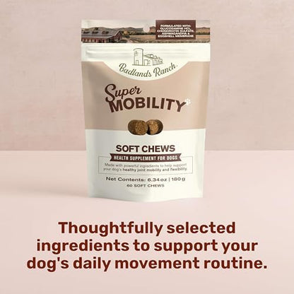 Badlands Ranch Super Mobility Soft Chews for Dogs, Glucosamine, 60 Chews