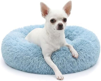 nononfish Fluffy Donut Dog Bed for Small Dogs,Cozy Plush Pet Bed