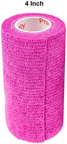 2 Pack Premium Vet Wrap - Self Adhesive Bandage Wrap & Athletic Tape - 4" x 5 Yards Elastic & Self-Sticking Cohesive Bandage for Pets, Sports, Wrists & Ankles - Fuchsia by Prairie Horse Supply