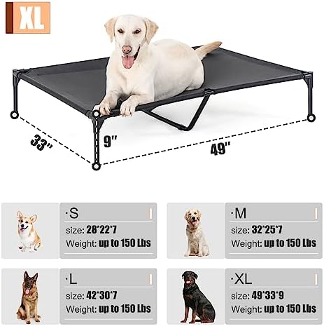 Garnpet XL Elevated Dog Bed for Large Dogs, Extra Raised Dog Cot Beds, Heavy Duty Pet Cots with Durable Supportive Teslin Recyclable Mesh, Indoor & Outdoor Pet Bed