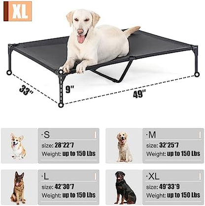 Garnpet XL Elevated Dog Bed for Large Dogs, Extra Raised Dog Cot Beds, Heavy Duty Pet Cots with Durable Supportive Teslin Recyclable Mesh, Indoor & Outdoor Pet Bed