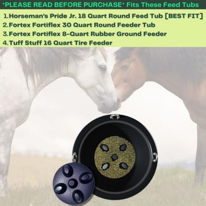 Drop 'N' Slow® Patented Portable Equine Slow Feeder Insert Fits 12 Inch Round Feed Tubs – Reduces Choke, Curbs Bad Eating Habits, Promotes Healthy Digestion