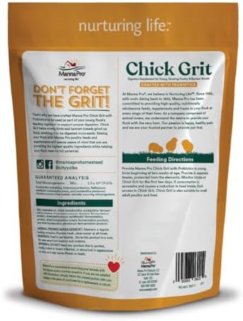 Manna Pro Chick Grit Digestive Supplement for Young Growing Poultry & Bantam Breeds, No Artificial Ingredients or Preservatives, Natural Supplement with Insoluble Crushed Granite, 5 lbs