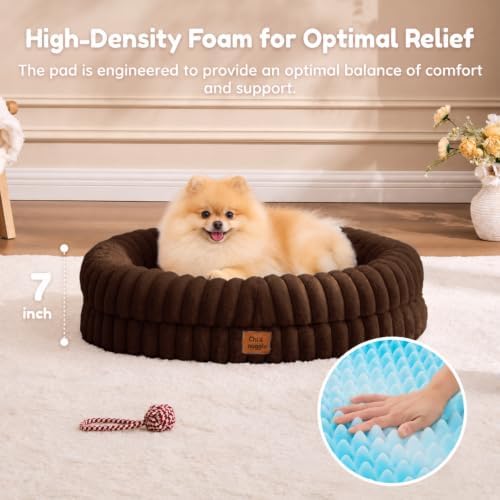 ChiXnuggle Orthopedic Dog Bed, Washable Cover, Faux Fur Bolster Pet Couch