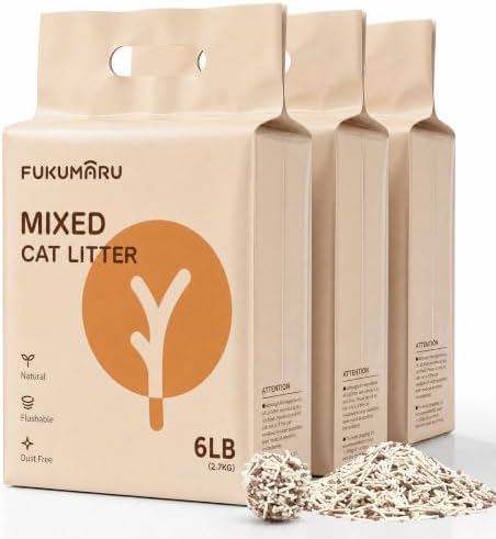 FUKUMARU Tofu Cat Litter, Applewood Blend, Clumping, Odor Control, 18 lb