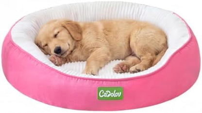 Round Cat Bed, Washable Small Medium Dog Beds, Pink 25in
