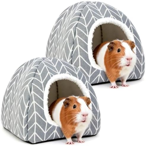 2 Pack Guinea Pig Hideout Bed, Dwarf Rabbit House Cave