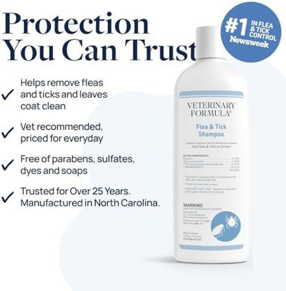 Veterinary Formula Flea & Tick Shampoo for Dogs & Cats, 16 oz, 2-Pack