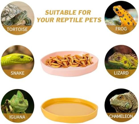COMSUN 4 Pack Small Reptile Food Dish Bowl, Plastic Worm Water Dish Plate