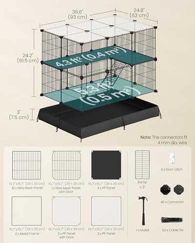 SONGMICS Guinea Pig Cages, 2-Tier Small Animal Cage