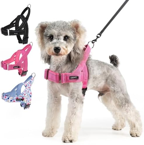 KOOLTAIL No Pull Harness Medium Size Dog with Handle, Easy Walk Puppy Vest Harness Neck & Chest Soft Paded Adjustable, Reflective & Lightweight Escape Proof Breathable Mesh Pet Running Harness, Pink M
