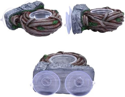 AIICIOO Vine Reptile Feeding Ledge Pet Food Bowl Water Dish Amphibian Feeder Bowl Reptile Terrarium Decor for Bearded Dragon Lizard Snake Frog Gecko Tortoise Hermit Crab