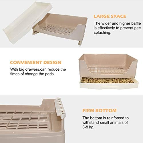 BWOGUE Large Rabbit Litter Box, Bunny Litter Box with Drawer, White
