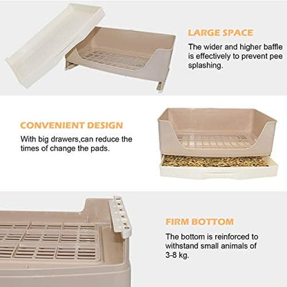 BWOGUE Large Rabbit Litter Box, Bunny Litter Box with Drawer, White