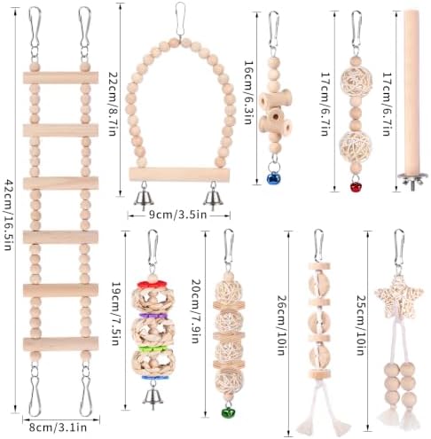 Bird Toys for Parakeets 9Pcs, Parrots Toys Bird Cage Accessories