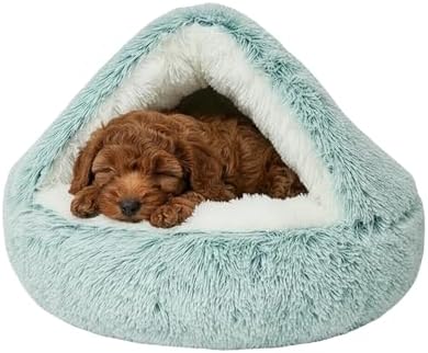 Dog Bed, Dog Bed with Cover Cave, Dual Comfort Design, Pet Bed for Small/Medium/Large Cats and Dogs, Anxiety Relief, Durable & Chew-Proof, Improves Sleep & Behaviour (Green 24in)