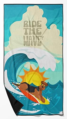 Caroline's Treasures MLM1178TWL3060 Surfer Dog Airedale Terrier Premium Beach Towel Oversized Towel Beach Blanket, Pool, Beach Essentials, Yoga, Premium Bath Towel, Quick Dry Plush