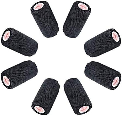 12 Pack Premium Vet Wrap - Self Adhesive Bandage Wrap & Athletic Tape - 4" x 5 Yards Elastic & Self-Sticking Cohesive Bandage for Pets, Sports, Wrists & Ankles - Black by Prairie Horse Supply