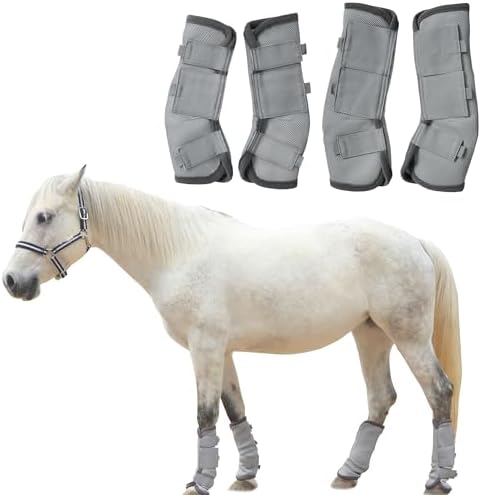 Horse Fly Boots, Mesh Fly Boots for Horse Set of 4, Equine Leg Protection