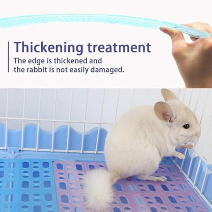 Hamiledyi Rabbit Feet Pad Hole Leak Water Design for Plastic Bunny Cage Mat Foot Resting Pads (1 Pink +1 White +1 Blue)
