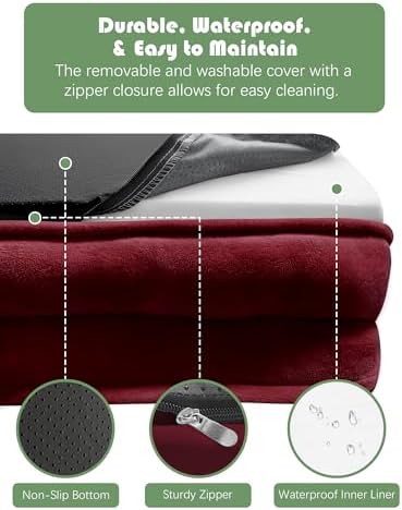 Spotted Play Orthopedic Dog Bed with Sides - Sofa Beds for Extra Large Dogs, Supportive Foam Pet Couch Bed with Washable Removable Cover, Waterproof Lining and Non-Slip Bottom, Burgundy - XL-Plus