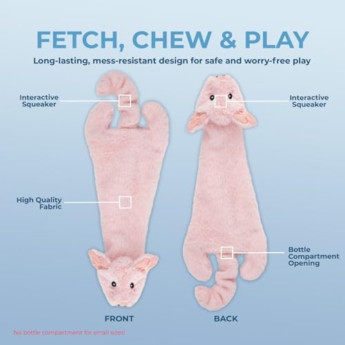 Best Pet Supplies 2-in-1 Stuffless Squeaky Dog Toy - Hare, Pig, Small