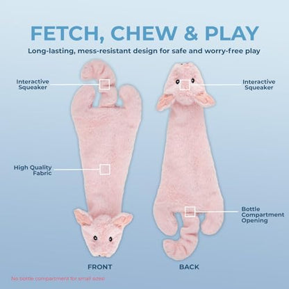 Best Pet Supplies 2-in-1 Stuffless Squeaky Dog Toy - Hare, Pig, Small