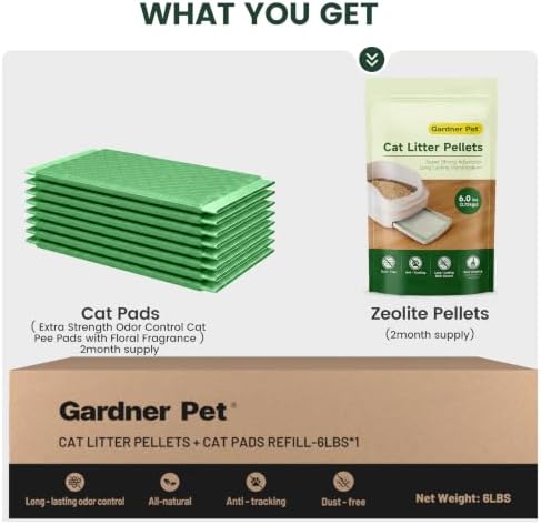 Gardner Pet 6LBS Zeolite Cat Litter Pellets with 8 Absorbent Litter Pads