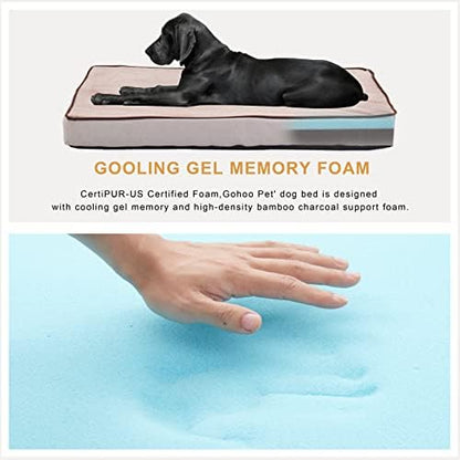 Orthopedic Memory Foam Dog Bed, Cooling Dog Beds for Medium/Large Dogs -Waterproof Pet Bed for Crate with Removable Washable Cover, XL(41inch,90Lbs)