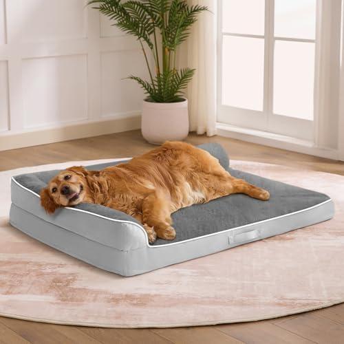 XL Orthopedic Dog Bed for Large Sized Dogs, 42"x30", Grey Flannel