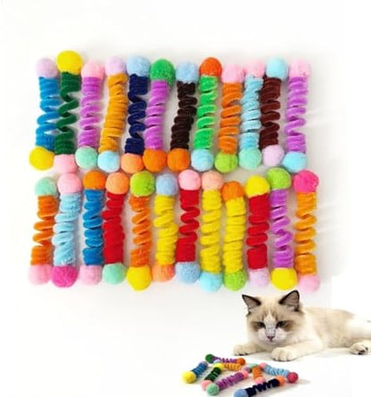 IUHKBH Cat Spring, 24 PCS Vibrant Spiral Cat Coil Interactive Kitten Toys