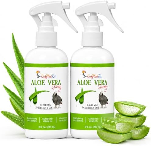 UnRuffledRx Aloe Vera Bird Spray for Parrots 2-Pack | Gentle Daily Support for Itchy Skin, Scratching, Dry Feathers & Feather Comfort | Fragrance Free & Safe if Preened | 8 oz Bottles