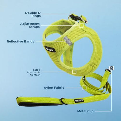 Best Pet Supplies Voyager Step-in Air All Weather Mesh Harness and Reflective Dog 5ft Leash Combo with Neoprene Handle, for Small, Medium and Large Breed Puppies - Lime Green, XXX-Small