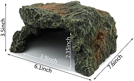 JIHAQUA Reptile Rock Hide Cave Aquarium Habitat Decor Tortoise Hideout