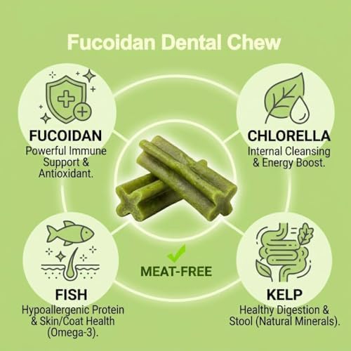 Fucoidan Functional Supplement Chew for Dogs - Immune System & Digestive Health Booster with Seaweed Superfoods 10 pcs