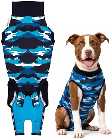 Suitical Recovery Suit for Dogs - Spay & Neutering Dog Surgery Recovery Suit for Male or Female - Soft Fabric for Skin Conditions - M - Neck to Tail 21.7-27.2 Inch, Chest 25-35.5 Inch -Blue Camouflage