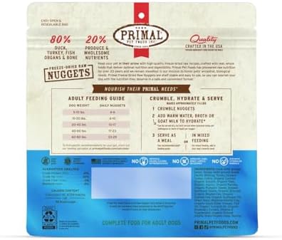 Primal Freeze Dried Raw Dog Food Nuggets, Duck, 14 oz