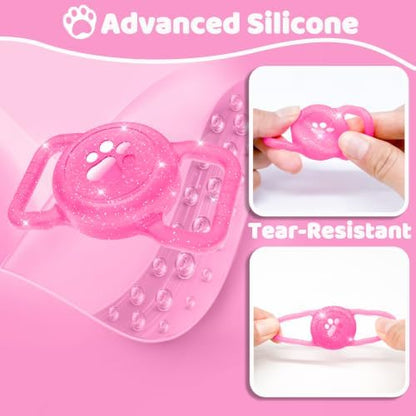SANKALA Luminous Airtag Dog Collar Holder, Pink Glitter, 1 Pack